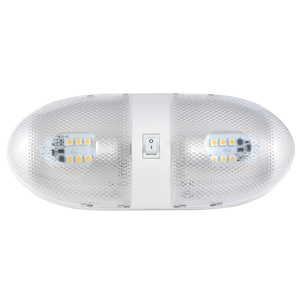 Double RV Ceiling Dome Light with On/Off Switch and Removable Lenses
