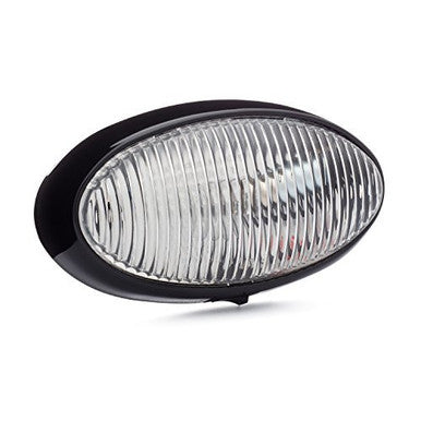 LED RV Oval Porch Utility Light - Black Base with Removable Lens