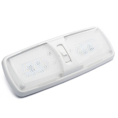 Designer Double LED RV Dome Light with 3-Way Switch and Removable Lenses