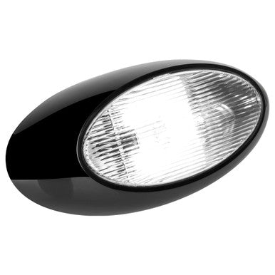 12" LED Oval Scare/Porch Light - Clear Lens, Black Base
