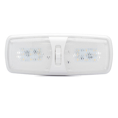 Designer Double LED RV Dome Light with 3-Way Switch and Removable Lenses