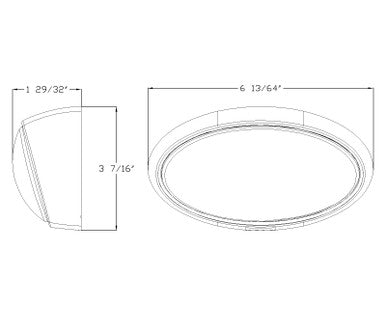 LED RV Oval Porch Utility Light - Black Base with Removable Lens