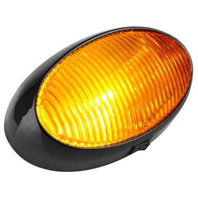 LED RV Oval Porch Utility Light - Black Base with Removable Lens