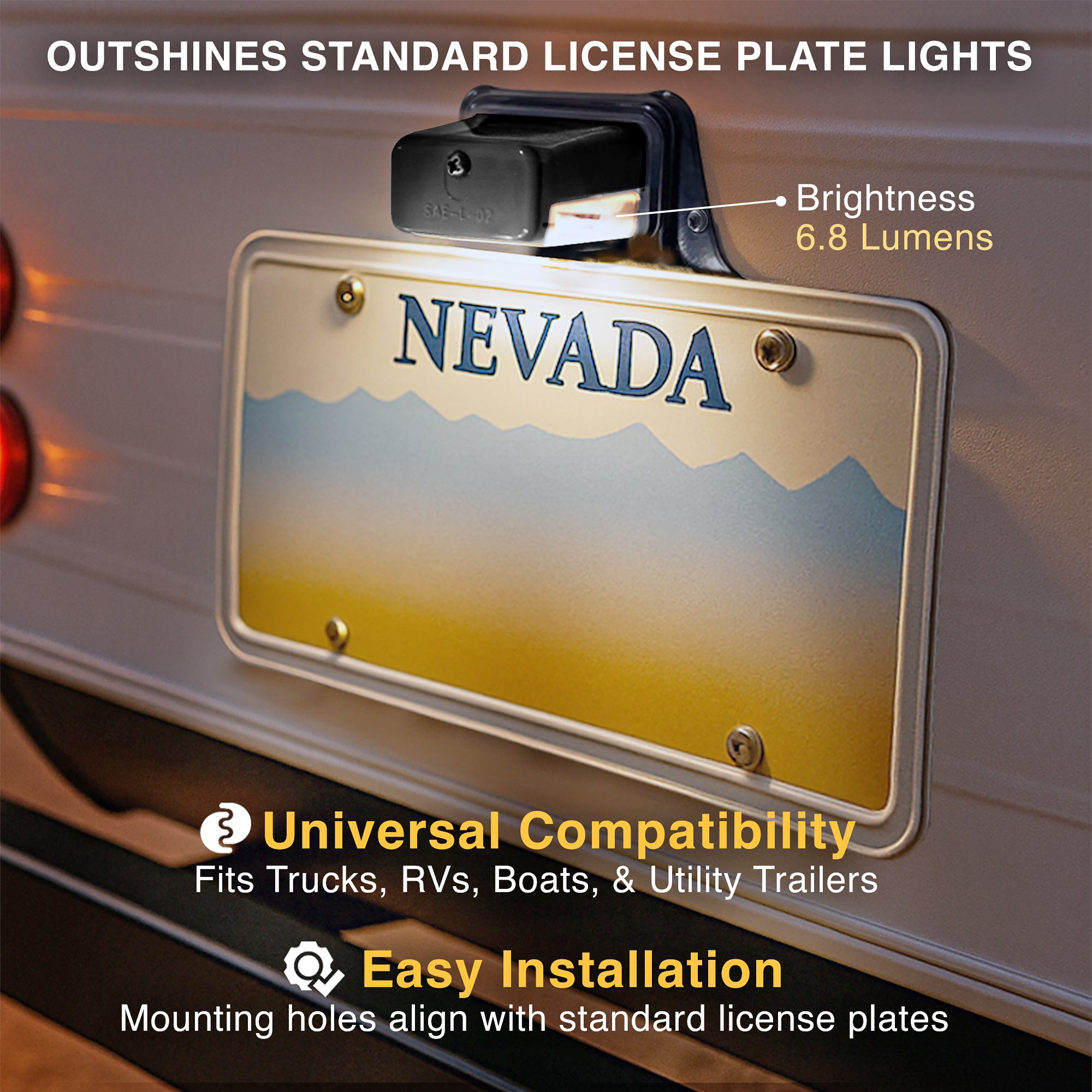 License Plate Lamp w/ Bracket - Black