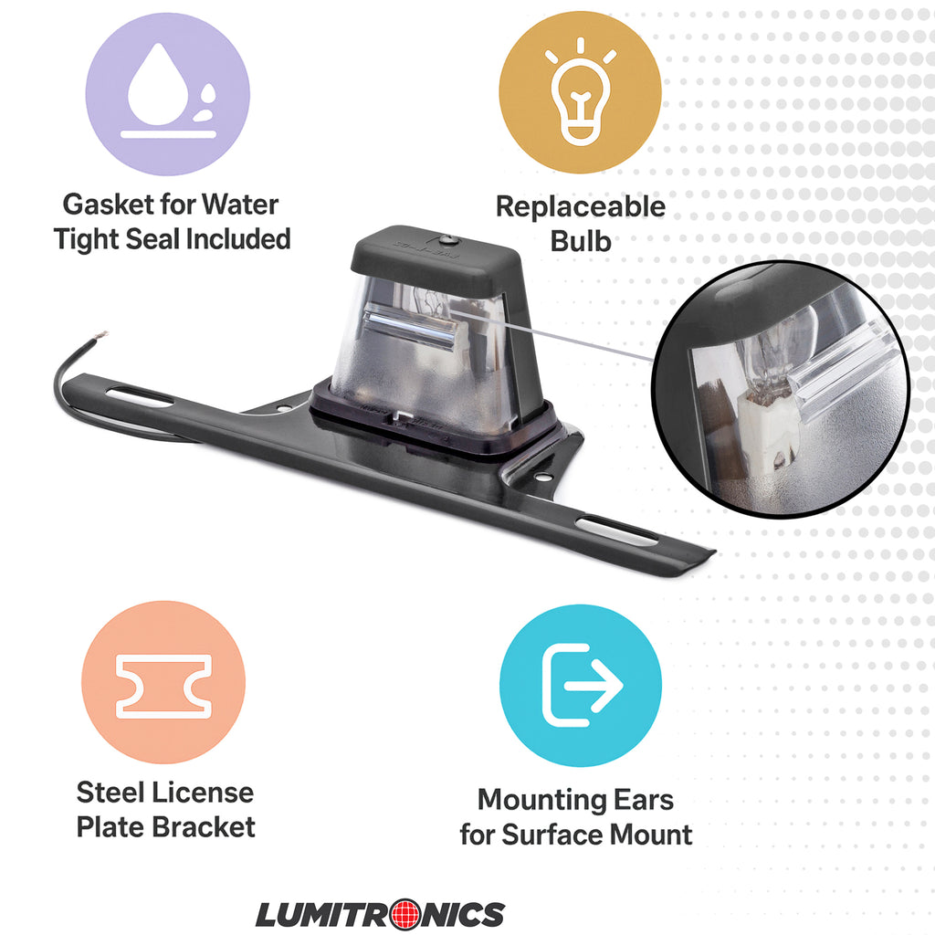 License Plate Lamp w/ Bracket - Black