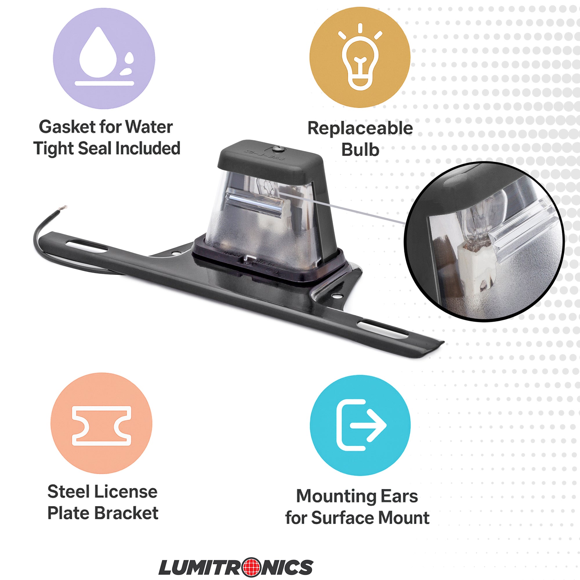 License Plate Lamp w/ Bracket - Black