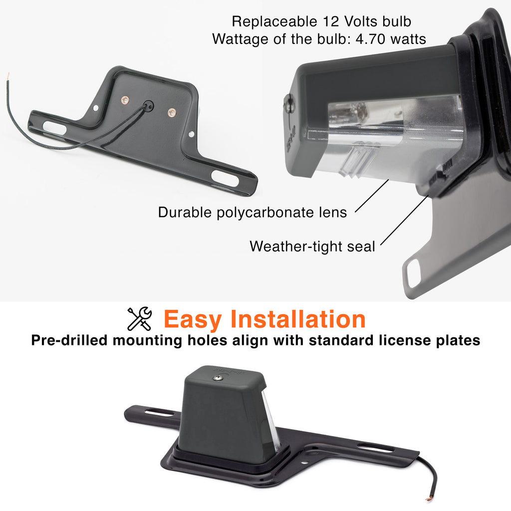 License Plate Lamp w/ Bracket - Black