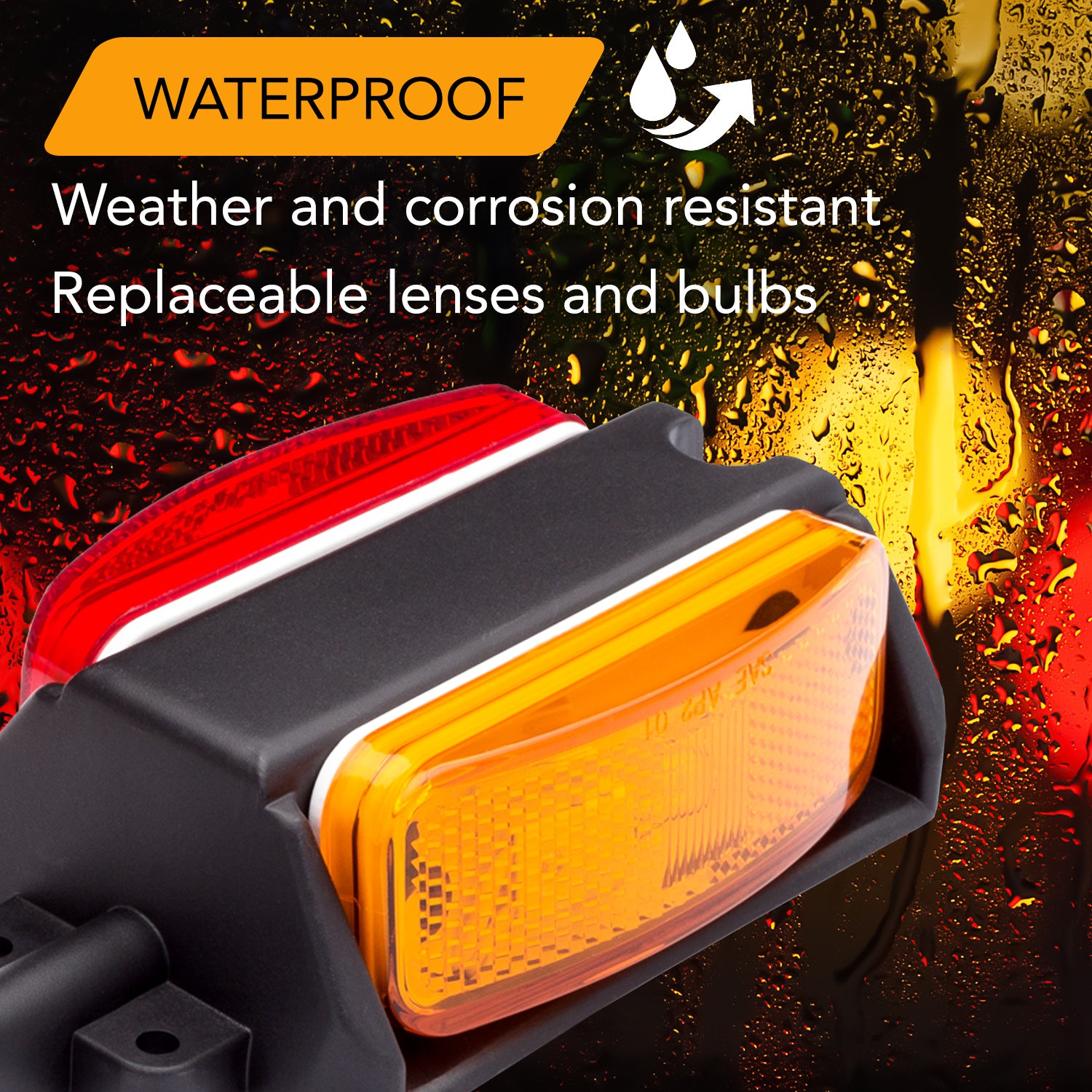 Pre-Wired Fender Light Assembly - Amber/Red - Left/Right