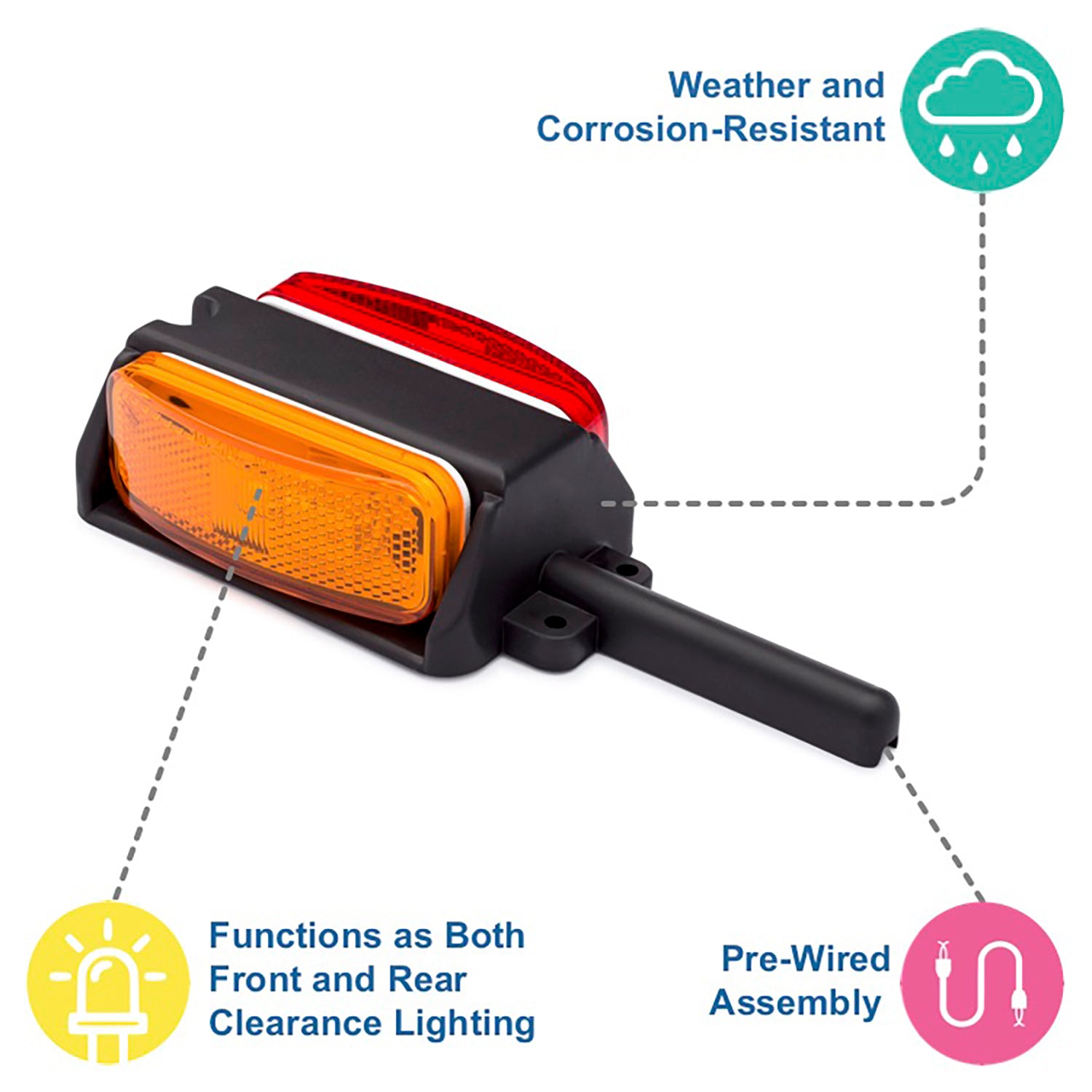 Pre-Wired Fender Light Assembly - Amber/Red - Left/Right