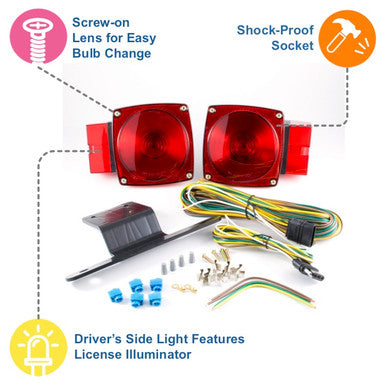 Submersible Over 80" Universal Mount Combination Trailer Tail Lights Kit