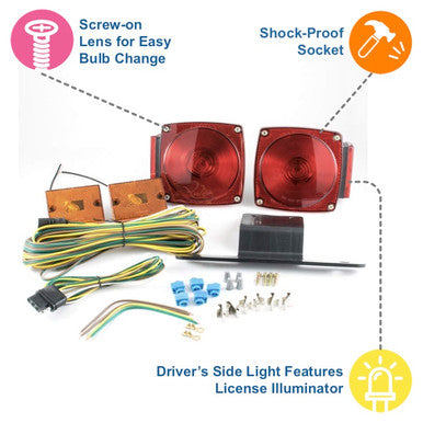 Submersible Under 80" Universal Mount Combination Trailer Tail Lights Kit