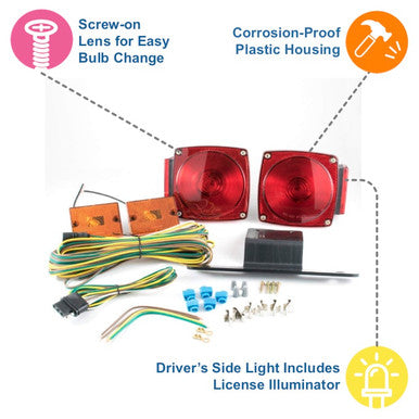 Under 80" Universal Mount Combination Trailer Light Kit