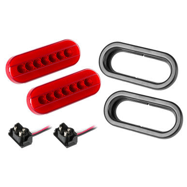 HALO LED 6" Sealed Oval Stop/Turn/Tail Light - Single or Pair - Red Lens
