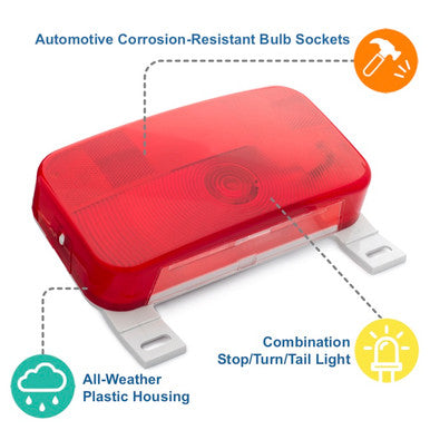 Lumitronics Red Surface Mount Tail Light with License Bracket and License Light